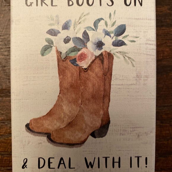 Put Your Big Girl Boots On & Deal With It Wood Tier Tray Sign CowGirl Boots Sign - Picture 13 of 15